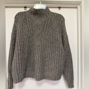 Aerie mock neck chunky knot sweater - gray - size S - wool blend
